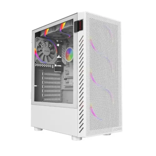 Gabinete Gamer PCYes Bolter White Ghost, Mid Tower, ATX,Lateral em Vidro Temperado, Branco