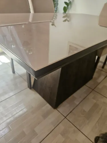 Mesa 6 lugares tampo de vidro