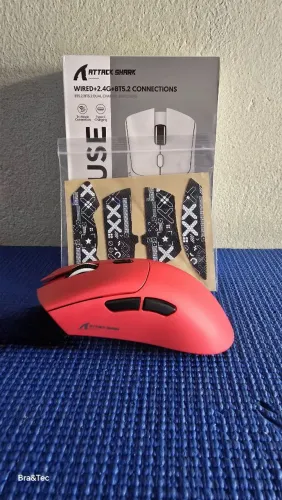 Mouse Gamer Attack Shark R1 18000dpi Paw3311 Tri Mode 1000hz vermelho