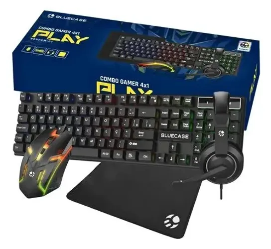 KIT GAMER 4 EM 1 PLAY TECLADO MOUSE HEADSET MOUSEPAD RGB