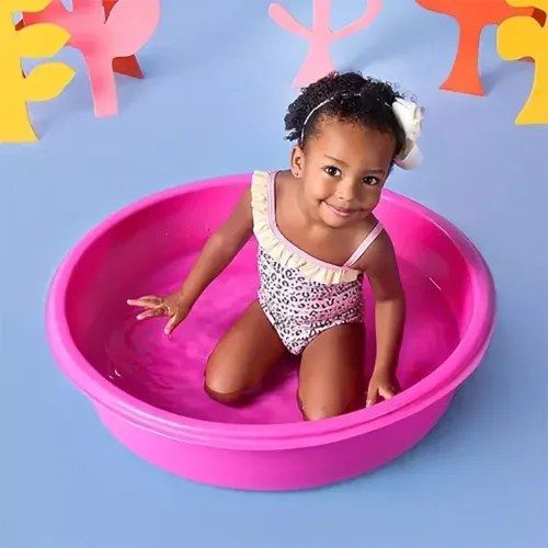 Piscina de 50L Modelo Redonda Cor de Rosa Caixa Multiuso De Polietileno