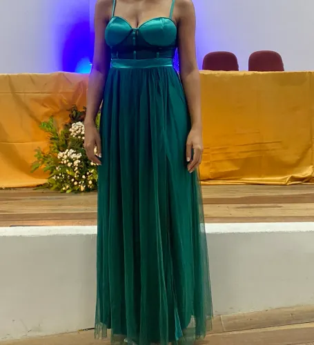 Vestido longo verde esmeralda - Festa