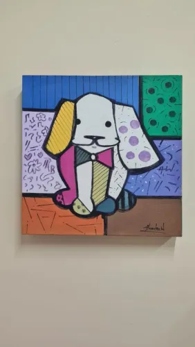 Conjunto de dois quadros gato e cachorro