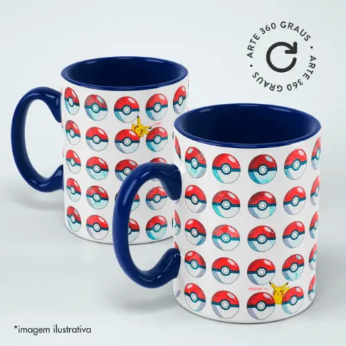 Caneca Pikachu Pokemon - Estampa 360º - Em Cerâmica - 325ml