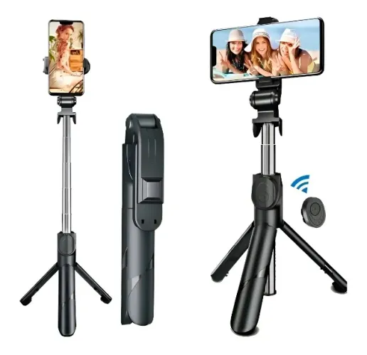 Tripé Celular Bastão Selfie Bluetooth 2x1 B-max Bmg-35 Preto