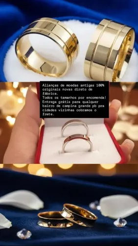 Alianças de moedas antigas 100% originais todos os tamanhos por encomenda.