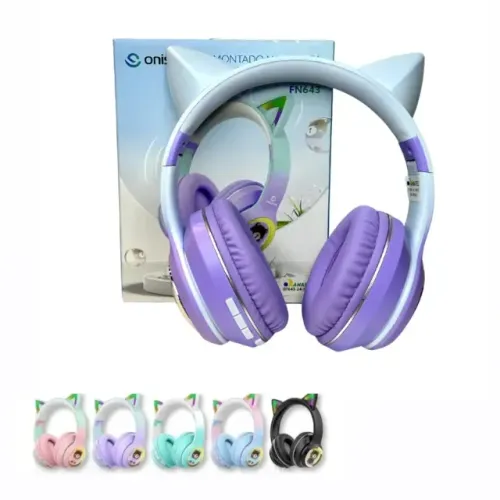 Headphone Orelha de Gato Bluetooth ONISTEK ON-FN643 - Som Estéreo de Alta Qualidade