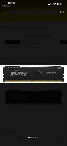 Memória ram de 16gb Fury Beats 3200mhz