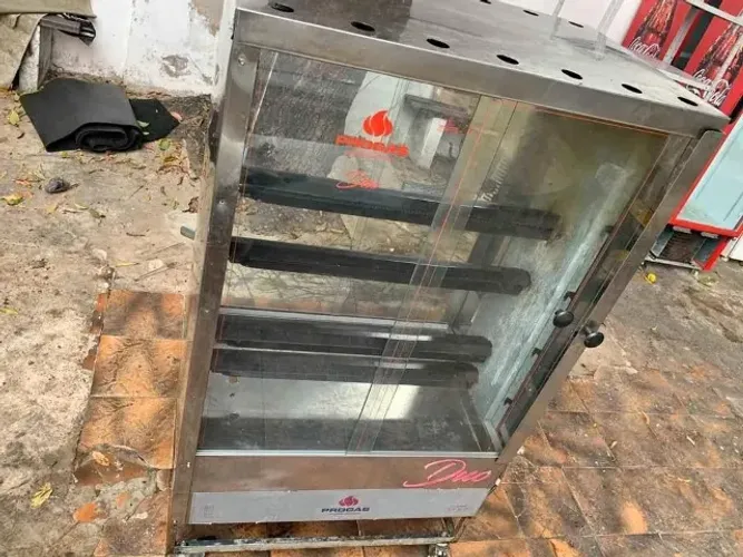 Máquina de Assar Frangos PR6100 DUO Gás 10 Espetos Biv 50-60Hz Progás Rotativa Inox