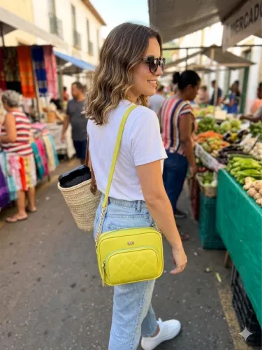 Bolsa couro neon , tiracolo. Linda , sonho dos pés 