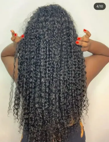 Wig cacheado, preto, proteína de seda