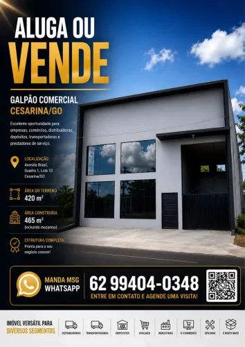 Aluga galpão Cezarina alugo