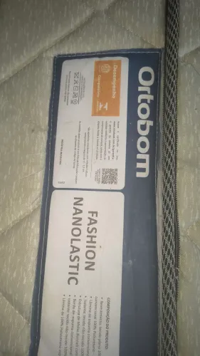 Cama box Ortobom base corino + colchão fashion nanolastic