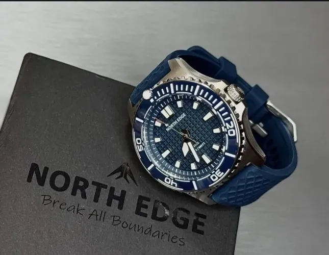 Relógio de Mergulho North Edge Absy - Quartz Solar - 200m Bezel Cerâmica, coroa rosquead