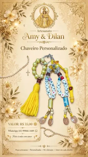 Pulseira  chaveiro e terço 