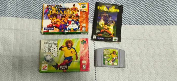 ISS 98 (Cartucho e Caixa) e Flying Dragon (Caixa e Manual) - Nintendo 64