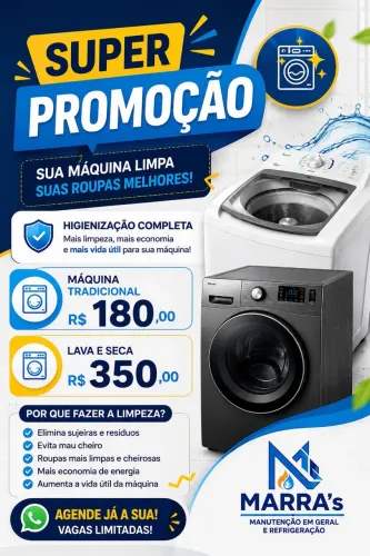 Promoção de Limpeza de máquina de Lavar tradicional e lava e seca