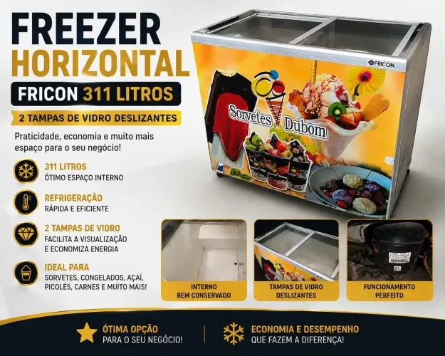 Freezer Fricon 311L Horizontal - frete grátis 