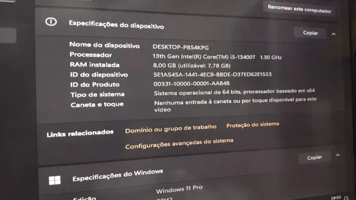 CPU i5 13400t +8gb memória ddr 4+ vme 256 