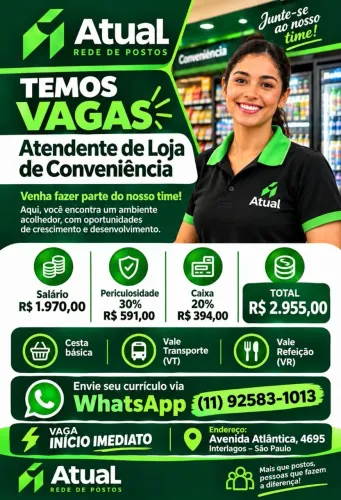 Atendente de loja conveniência 