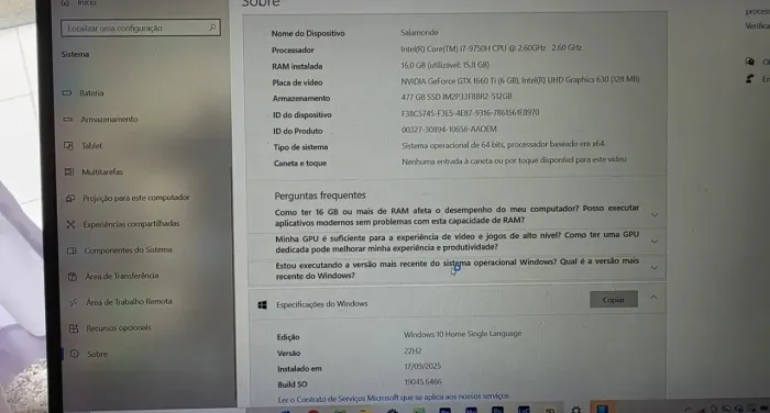 Notebook 6GB de vídeo 16RAM MUV a60