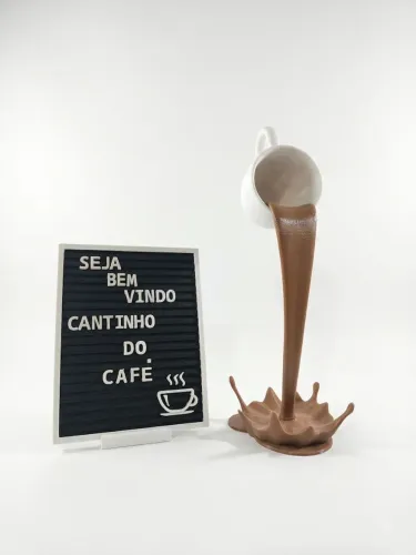 Kit cantinho do café painel letreiro e xícara flutuante decoração casa escritório