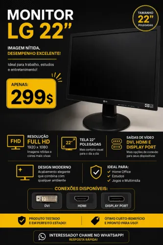 Monitor LG giratório full hd 22 polegadas 