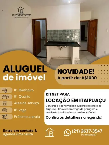 Kitnet na Rua Hélio Guapyassu de Sá, Itaipuaçu, Maricá