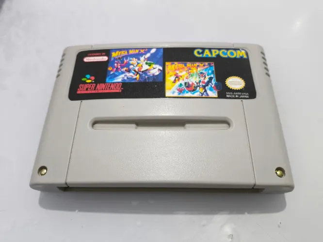 Mega Man X3 e x2,  2 em 1, em placa original versões americanas repro.