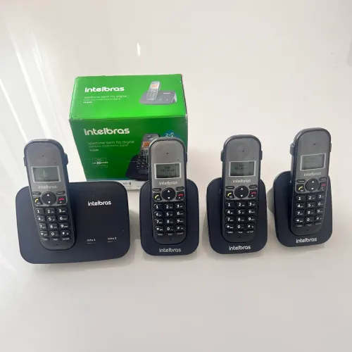 Kit Telefone Sem Fio Digital Intelbras TS 5150 (2 Linhas) + 3 Ramais + Caixa Original