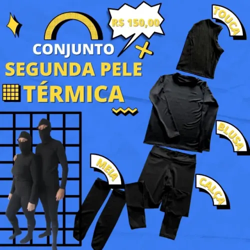 KIT FRIO - Segunda Pele Inverno (Camiseta, Calça, Meia e Balaclava)