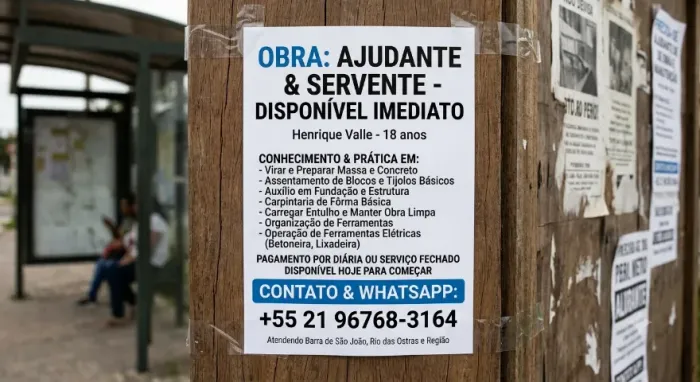 Ajudante de Obra, Servente e Manutenção Geral - Disponível Hoje