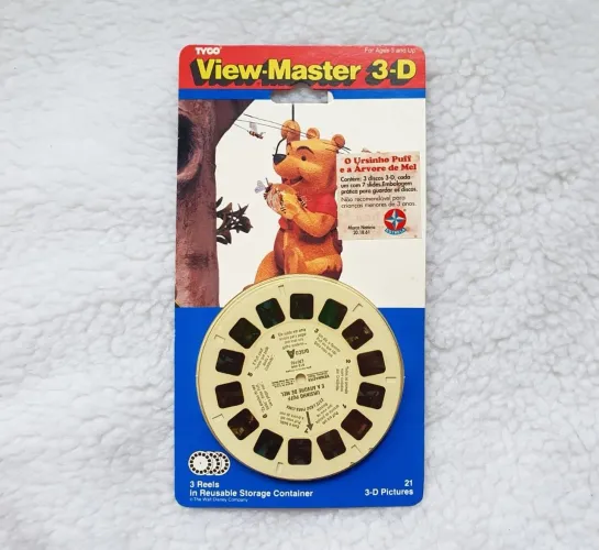 Cartela lacrada com discos para view Master 3D da Estrela dos anos 90 Ursinho Puff