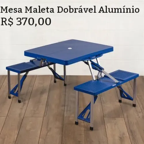 Mesa Maleta Dobrável Com Banquetas