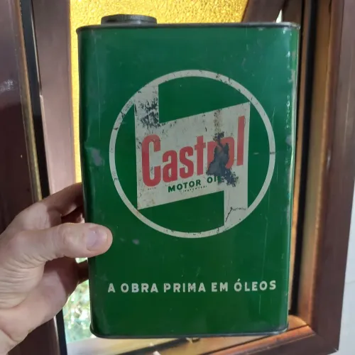 Antiga lata galão Castrol Motor Oil Esso Shell Texaco Sunoco Mobil Atlantic 