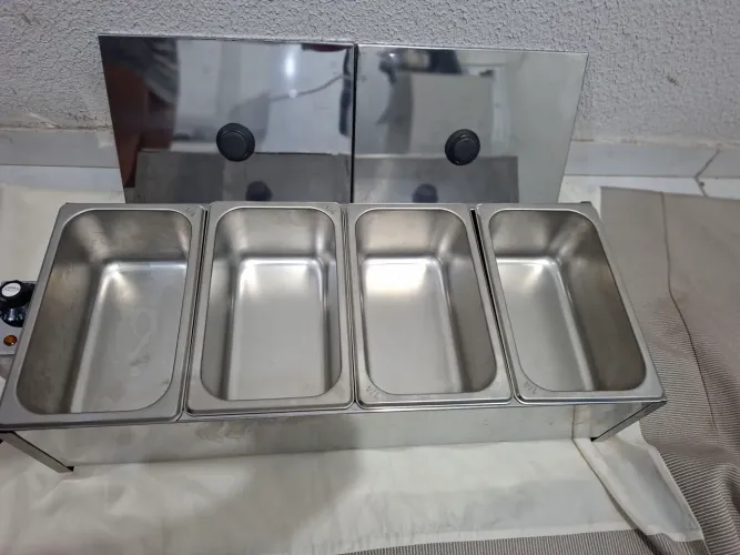 Rechaud Elétrico Banho Maria inox 4 cubas