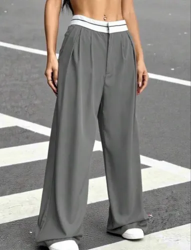 calça de alfaiataria cinza