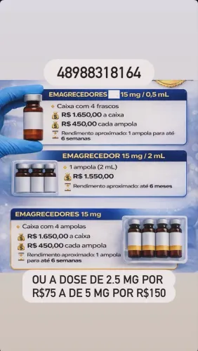 Vendo as ampolas do momento com várias formas de pagamento e várias formas de aplicações
