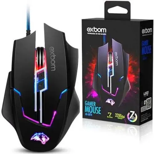 MOUSE GAMER RGB 3200DPI COM FIO EXBOM
