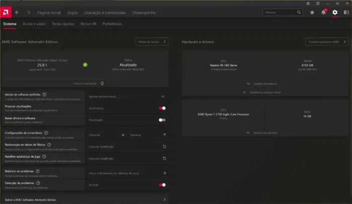 Placa de Vídeo RX 580 8GB XFX Usada