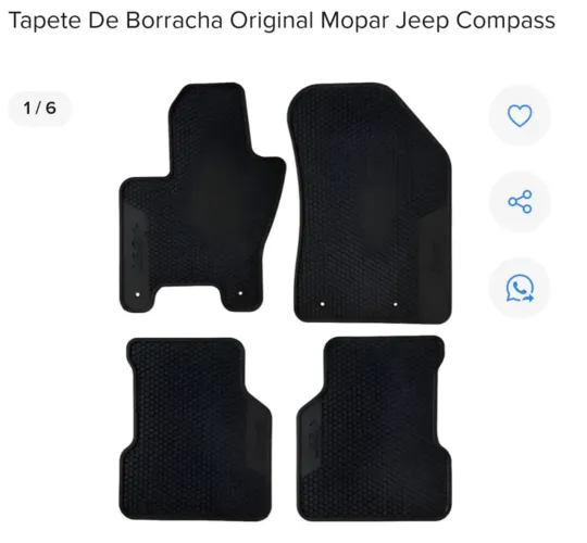 Jogo de tapetes originais MOPAR para Jeep Compass 2016 a 2026
