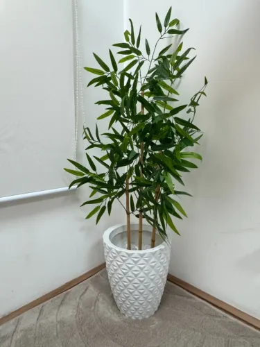 Bambu Artificial Flor de Mentirinha Vaso 3D Branco Seminovo