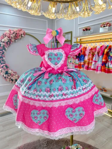Vestido junino Rosa luxo