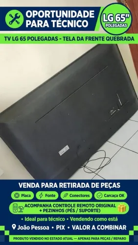 `TV LG 65" Tela Quebrada - Para Peças + Controle Original + Pezinhos - Valor a Combinar`