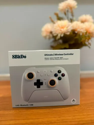 CONTROLE SEM FIO 8BITDO ULTIMATE 2 2.4G 1000Hz Dock RGB Hall Effect PC Android Steam