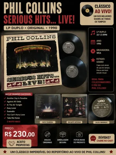 LP Phil Collins - Serious Hits...Live! Duplo - Vinil 1990