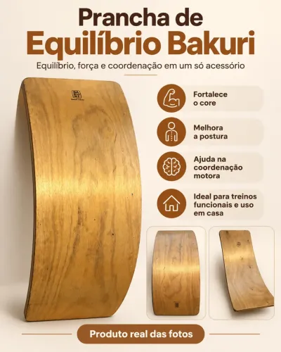Prancha de Equilíbrio Bakuri em Madeira - Balance Board - Usada