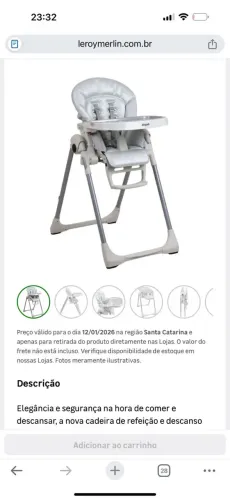 Cadeira de refeição e descanso Prima Pappa Zero 3 da Burigotto - EXCELENTE ESTADO!!!