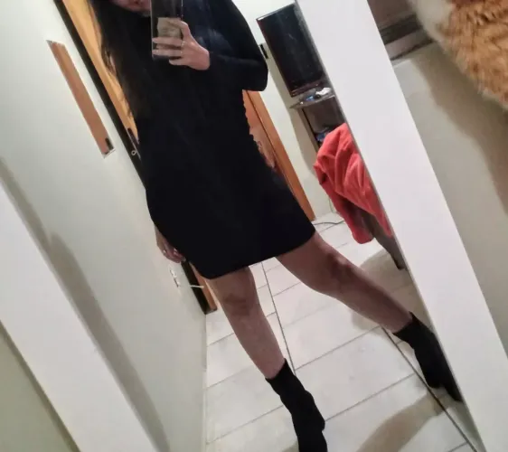 Vestido canelado preto