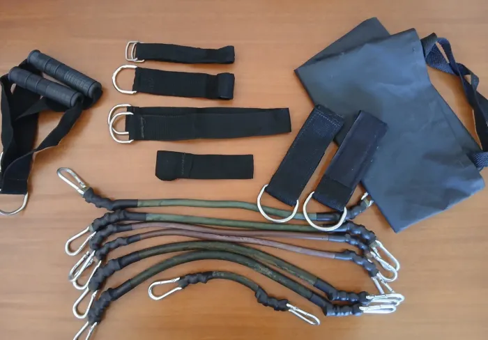 Kit Elásticos Resistência Faixas Elásticas + Alças+ Puxadores Treino Funcional